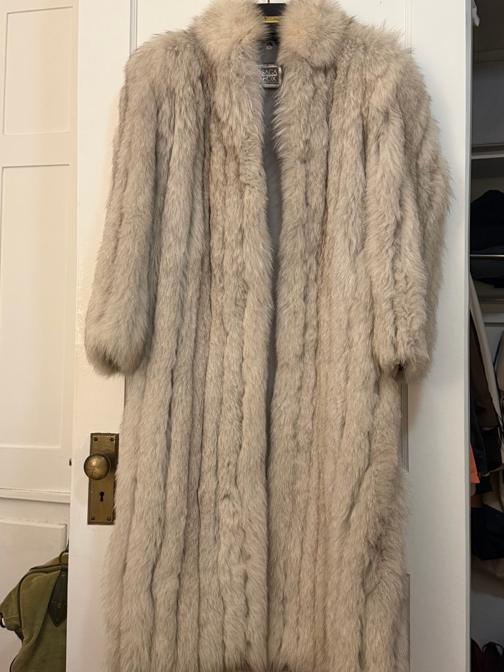 Saga Fox Luxurious gray Fur Long Coat - Classic Women's Outerwear